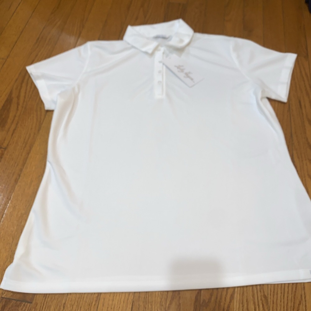 Lady Hagen Polo Shirt Womens Pique Short Sleeve Golf Tennis White Large